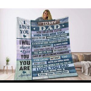 To My Dad Throw Blanket Gift 50x60 Always Love Fathers Day Present Christmas